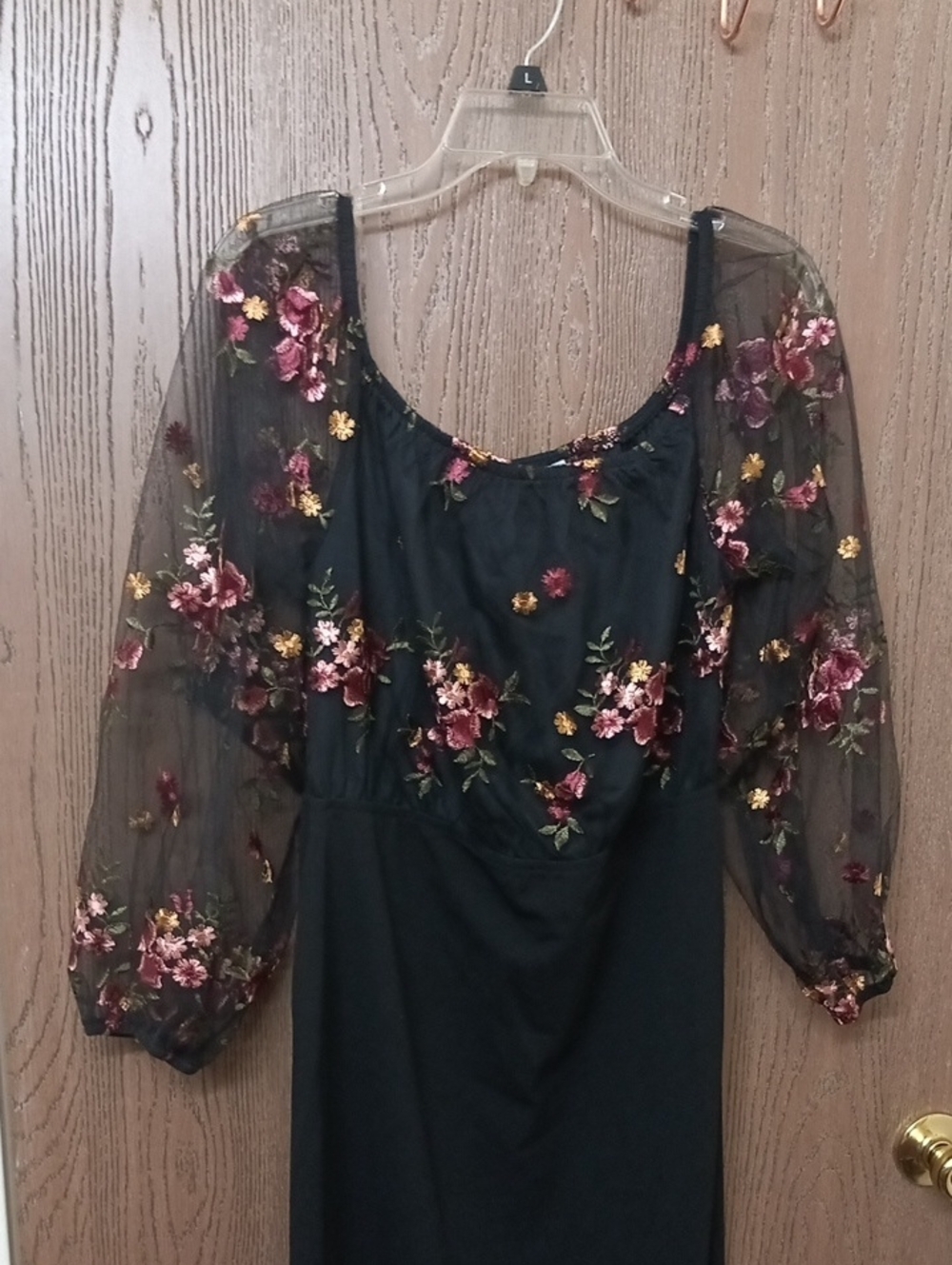 New Stillettos Black Floral Embroidered Long Sleeve Dress| Size XL - Picture 1 of 6